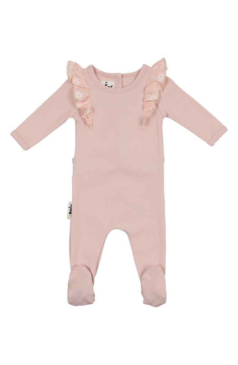 Manière Ruffle Shoulder Footie, Alternate, color, 