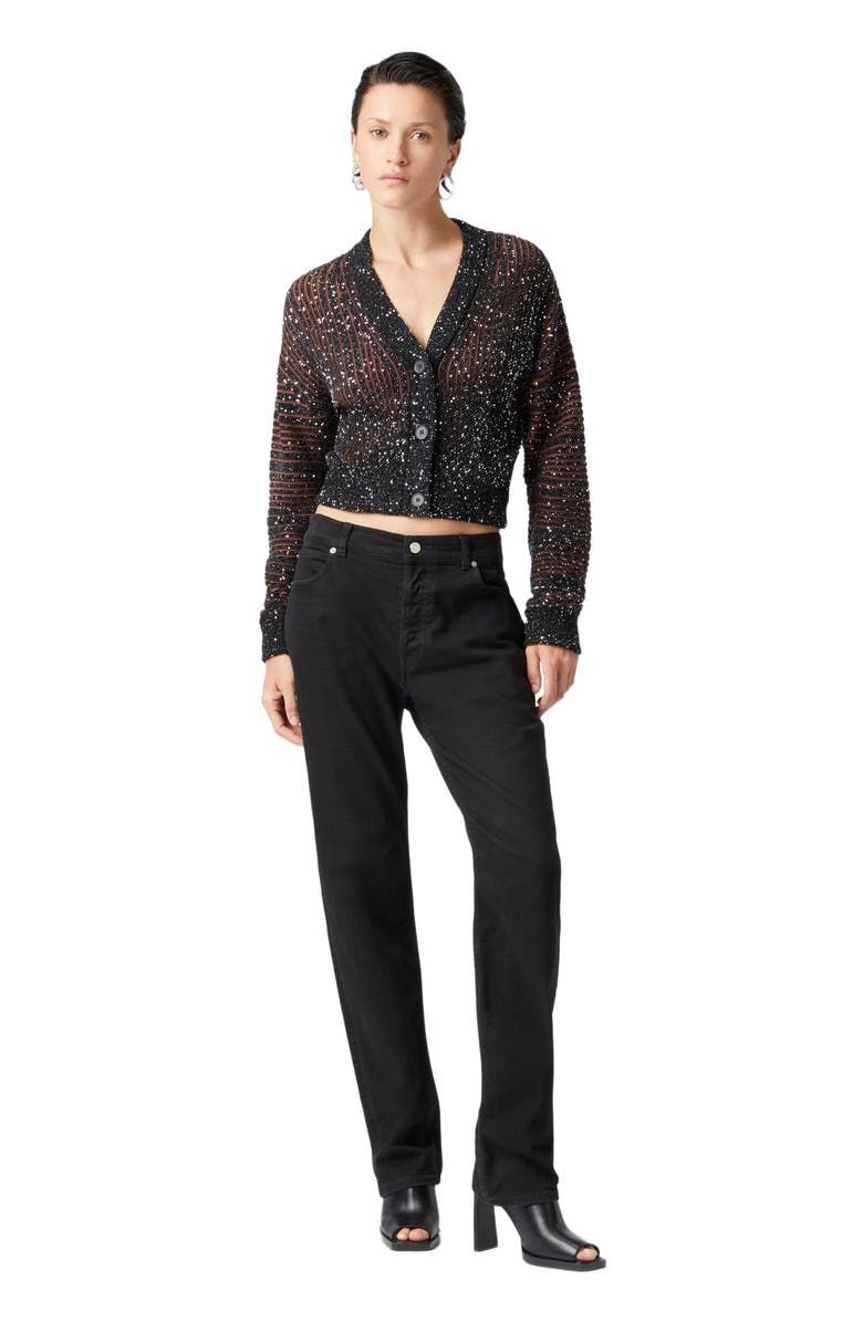 Missoni Ribbed Cropped Cardigan With Sequins And V-neck, Main, color, 