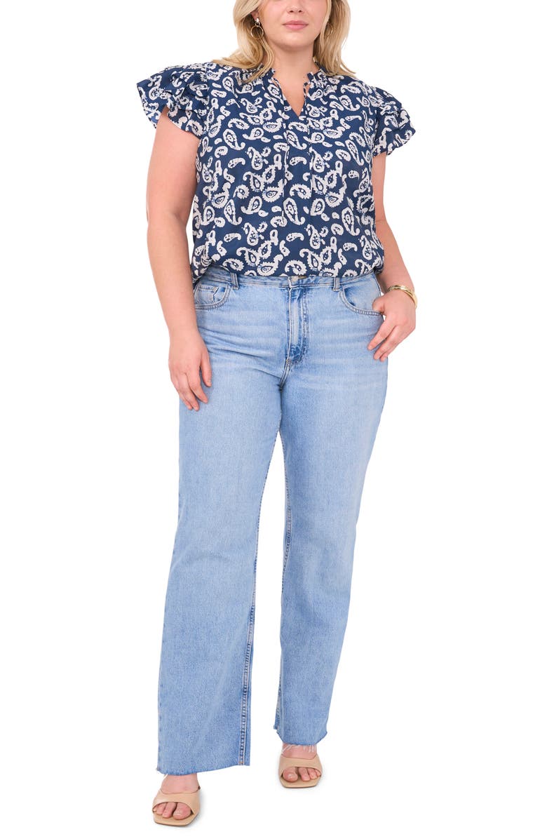 1.STATE Paisley Flutter Sleeve Organdy Top, Alternate, color, 