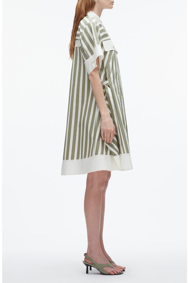 Stripe Cotton & Silk Shirtdress, Alternate, color, THYME MULTI