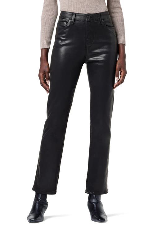 Nico Coated Straight Leg Ankle Jeans (Coated Black Beauty)