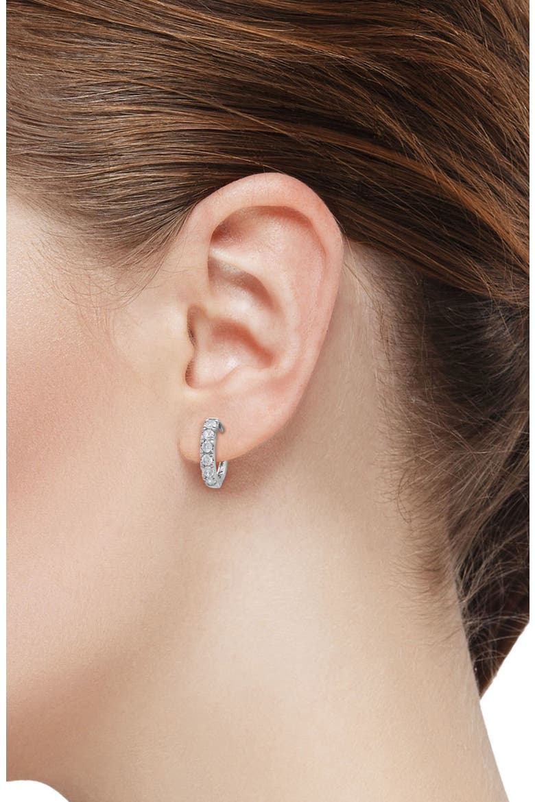 Kids' Cubic Zirconia Hoop Earrings, Alternate, color, WHITE