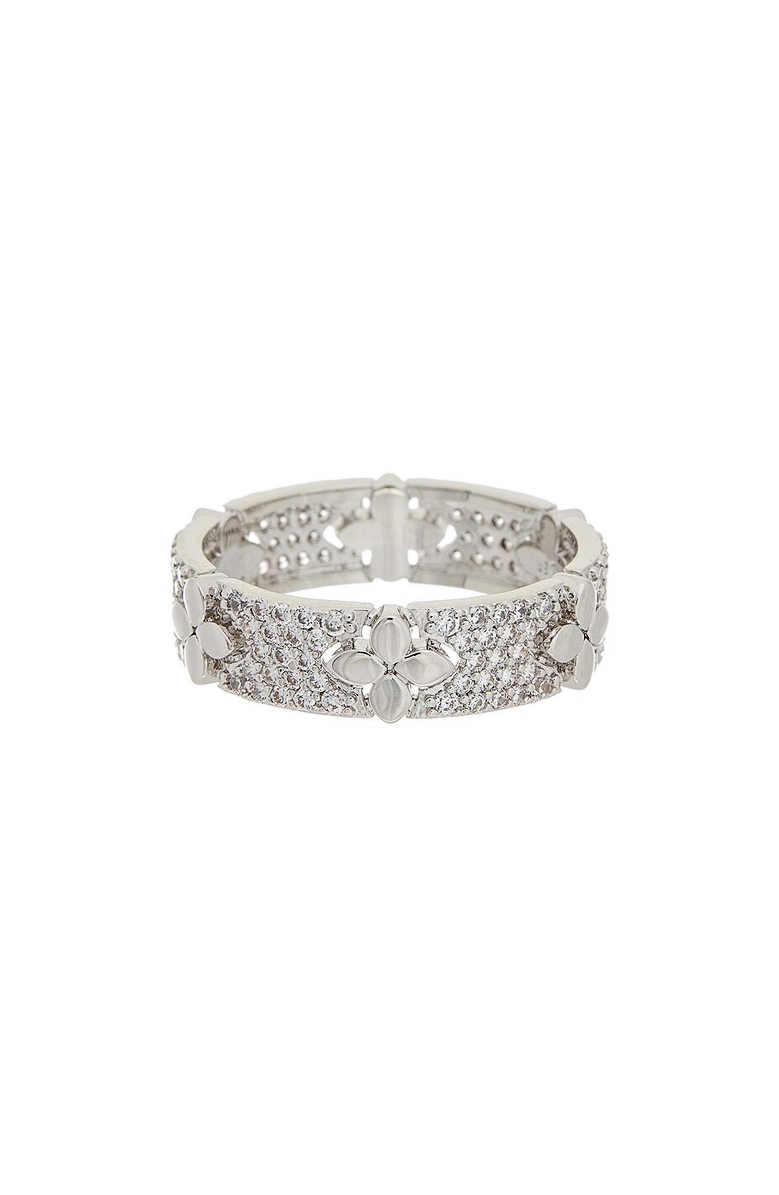 Cubic Zirconia Floral Band Ring