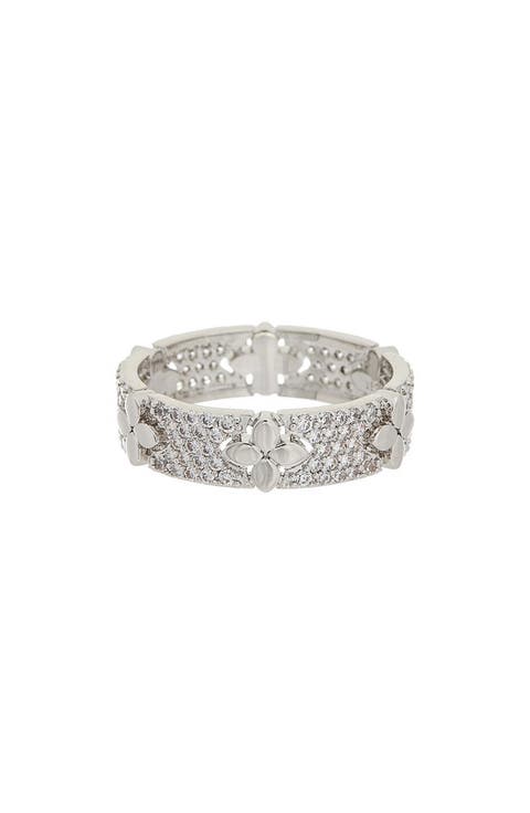 Cubic Zirconia Floral Band Ring