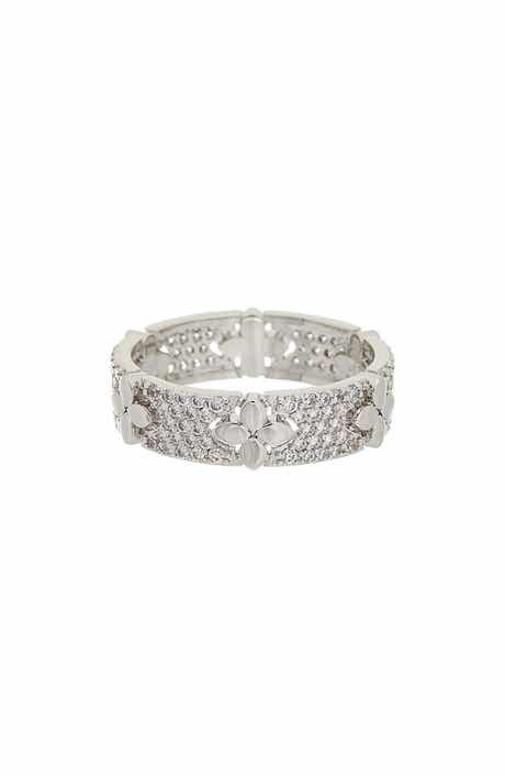 Cubic Zirconia Floral Band Ring