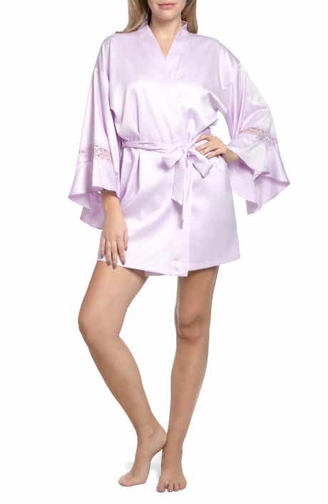 In Bloom by Jonquil Lace Trim Satin Robe