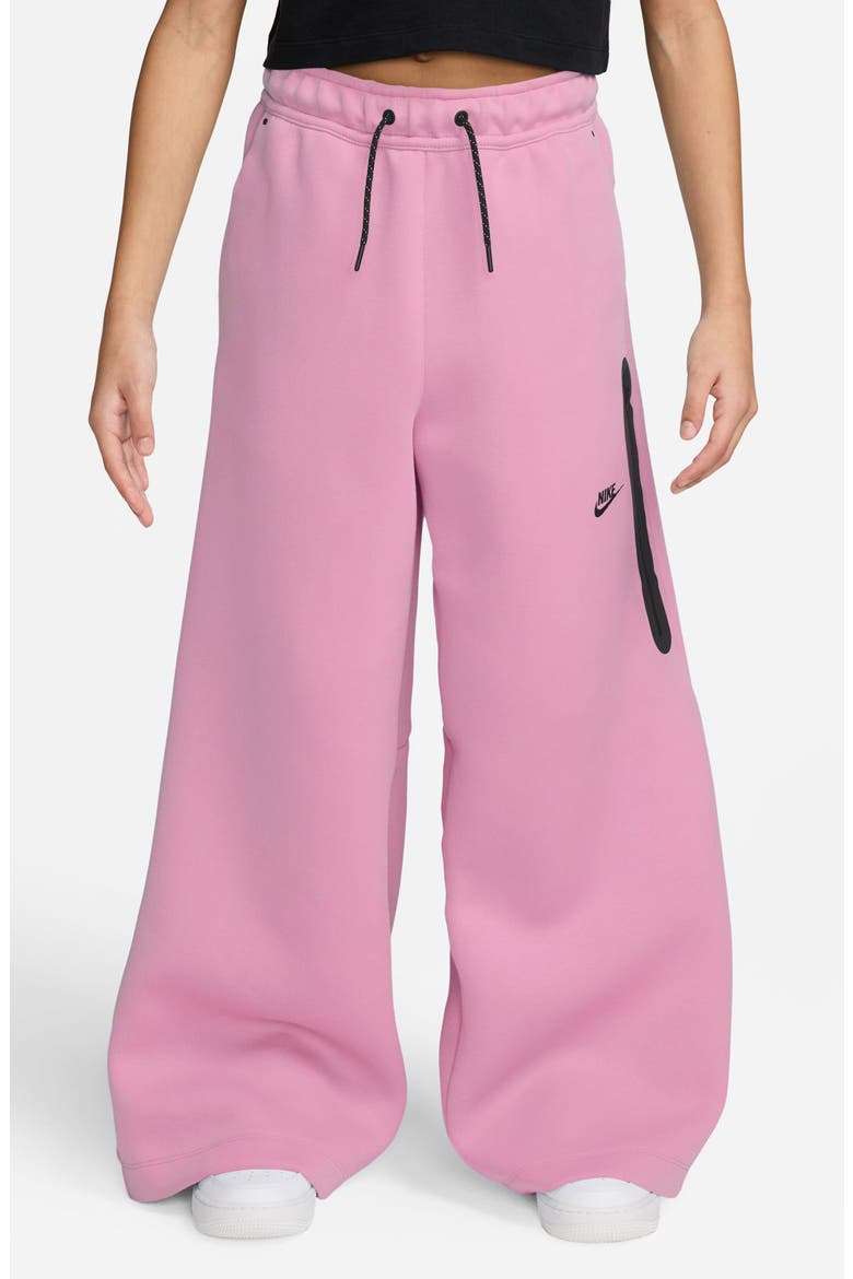 Kids' Nike Sportswear Tech Fleece Wide Leg Pants, Main, color, 621 PINK RISE/BLACK