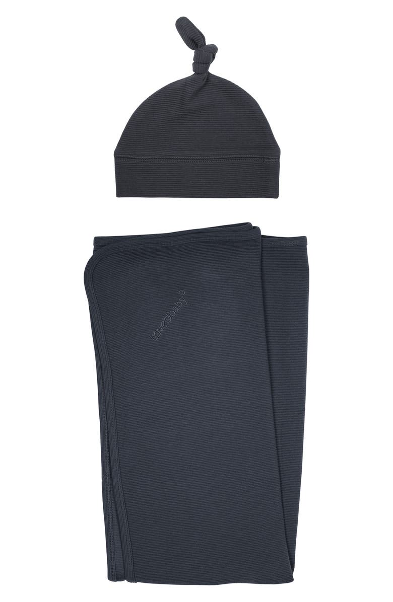 L'ovedbaby Organic Cotton Corded Knit Blanket & Hat Set, Main, color,