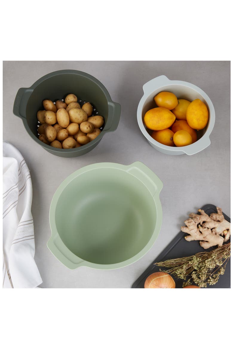 3-Piece Mixing Bowls & Colander Set, Alternate, color, GREEN