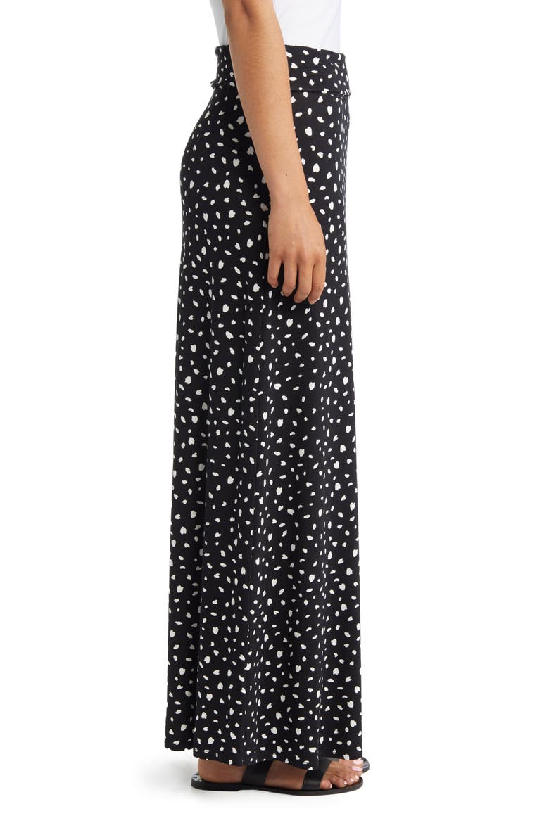 Roll Waist Maxi Skirt, Alternate, color, BLACK/IVORY