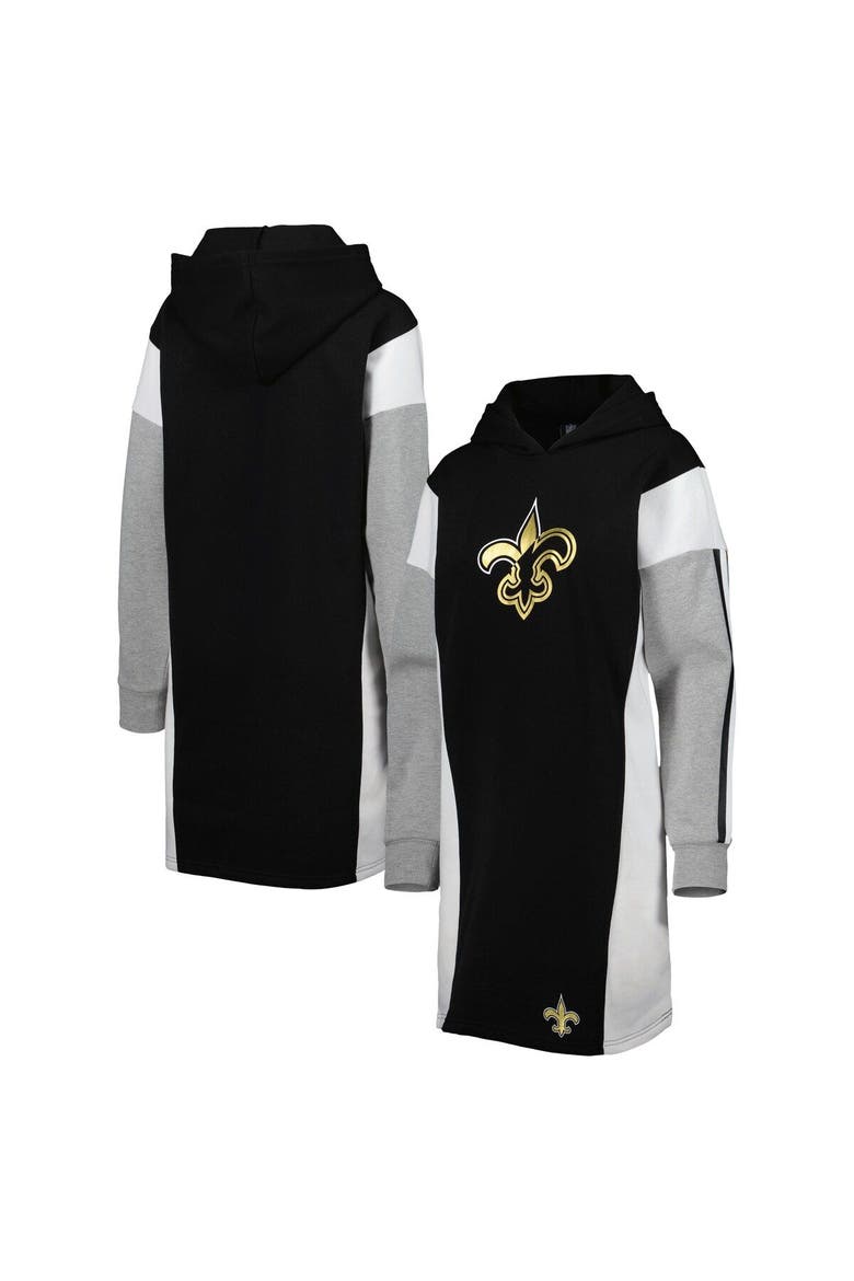Women's G-III 4Her by Carl Banks Black New Orleans Saints Bootleg Long Sleeve Hoodie T-Shirt Dress, Main, color, Black