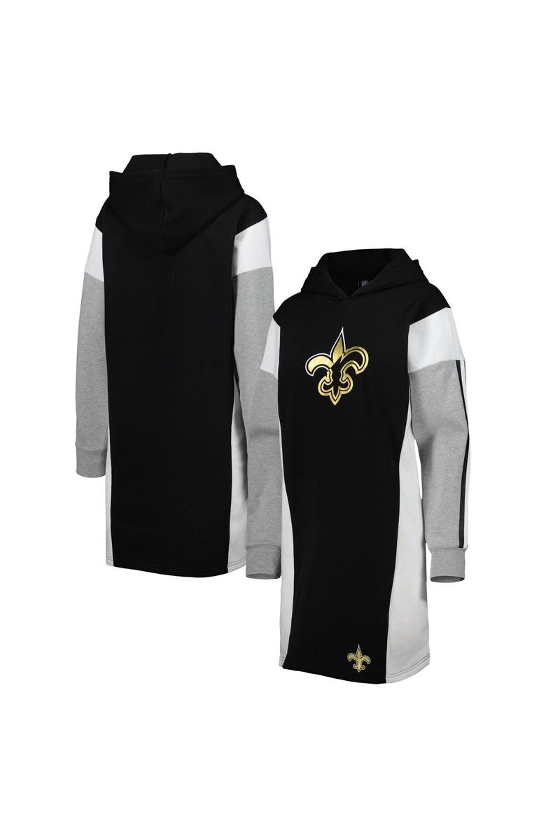 G-III 4HER BY CARL BANKS Women's G-III 4Her by Carl Banks Black New Orleans Saints Bootleg Long Sleeve Hoodie T-Shirt Dress, Main, color, Black