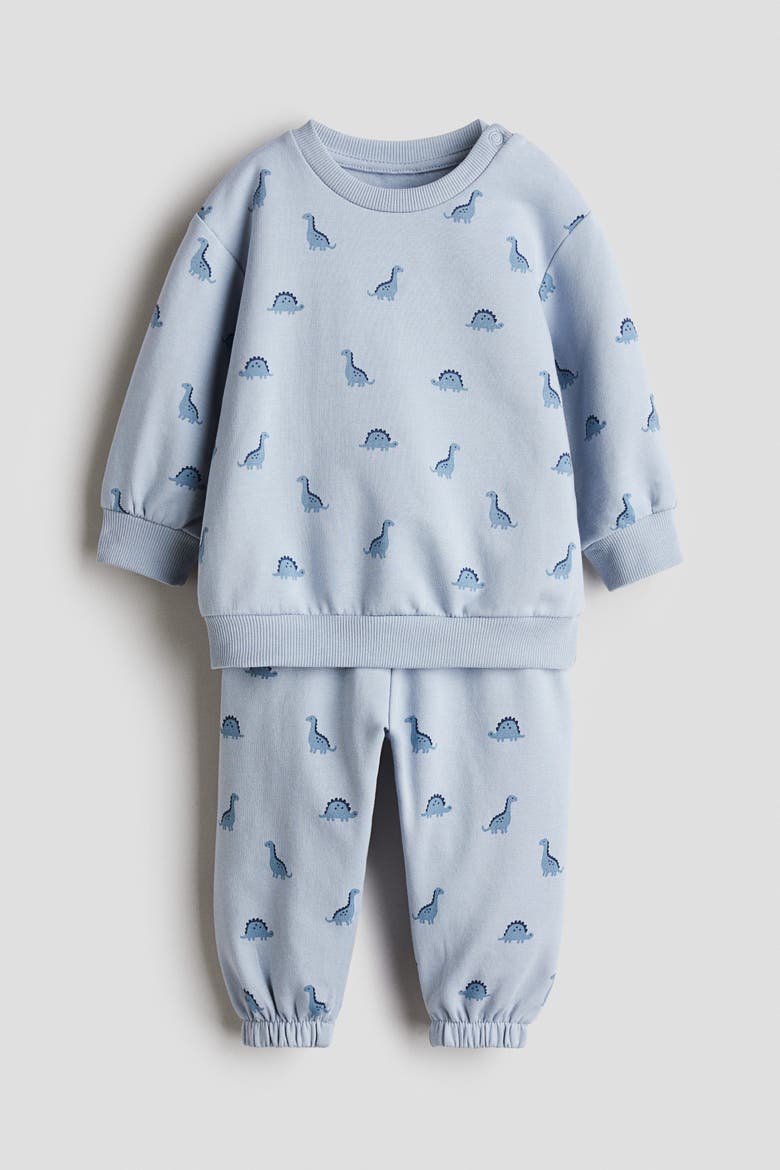 2-piece Sweatshirt Set, Main, color, Light blue/dinosaurs