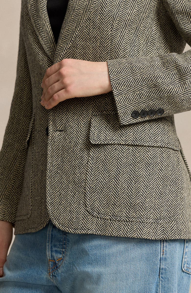 Polo Ralph Lauren Heritage Herringbone Blazer, Alternate, color, Black/Cream Herringbone