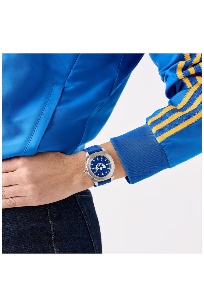 The Discoverer One Blue Silicone Strap Watch, 44mm, Alternate, color, BLUE