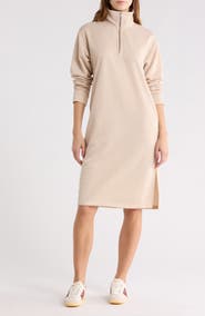 WISHLIST French Terry Half Zip Long Sleeve Maxi Dress