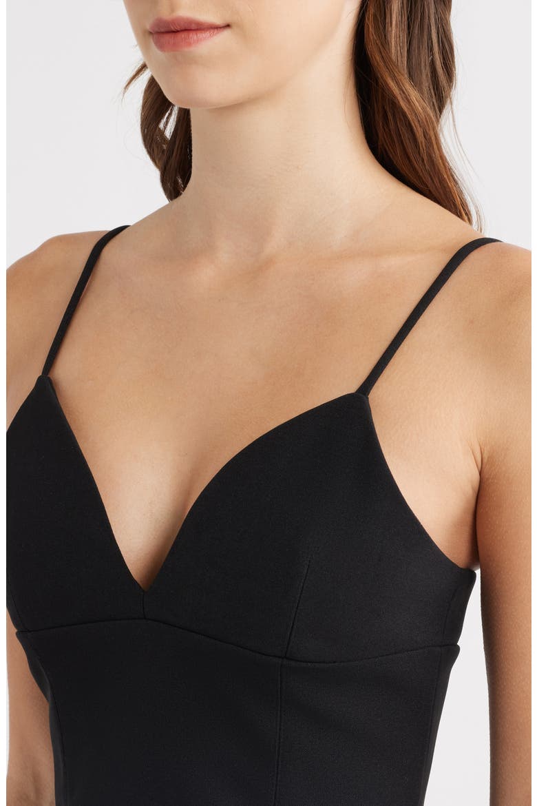 Sculpture Deep V-Neck Corset Crop Camisole, Alternate, color, BLACK