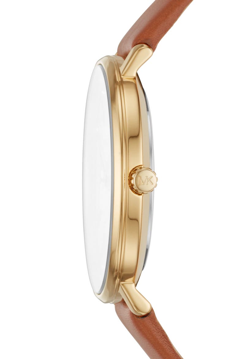 Pyper Leather Strap Watch, 38mm, Alternate, color, GOLD