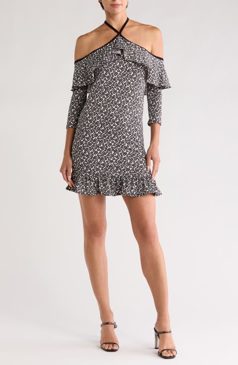 Ruffled Cold Shoulder Dress