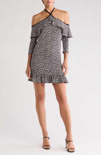Ruffled Cold Shoulder Dress