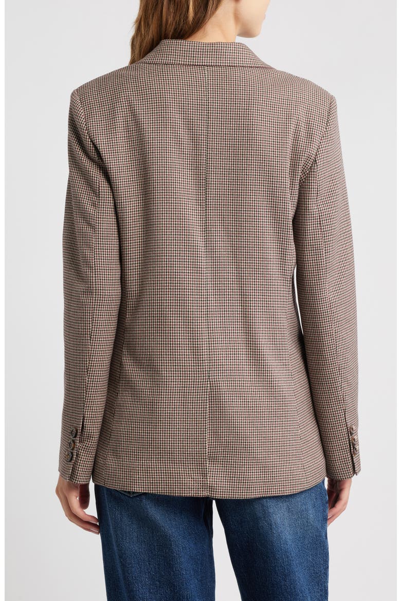 Houndstooth Double Breasted Blazer, Alternate, color, BURGUNDY