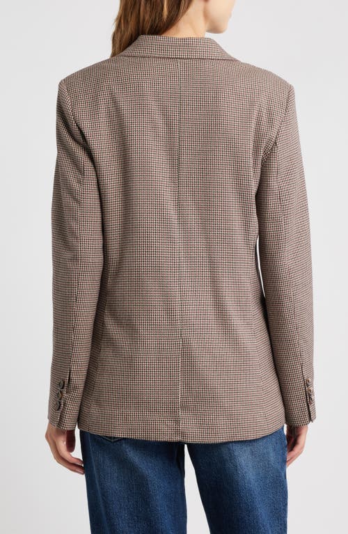 Mango Houndstooth Double Breasted Blazer In Brown
