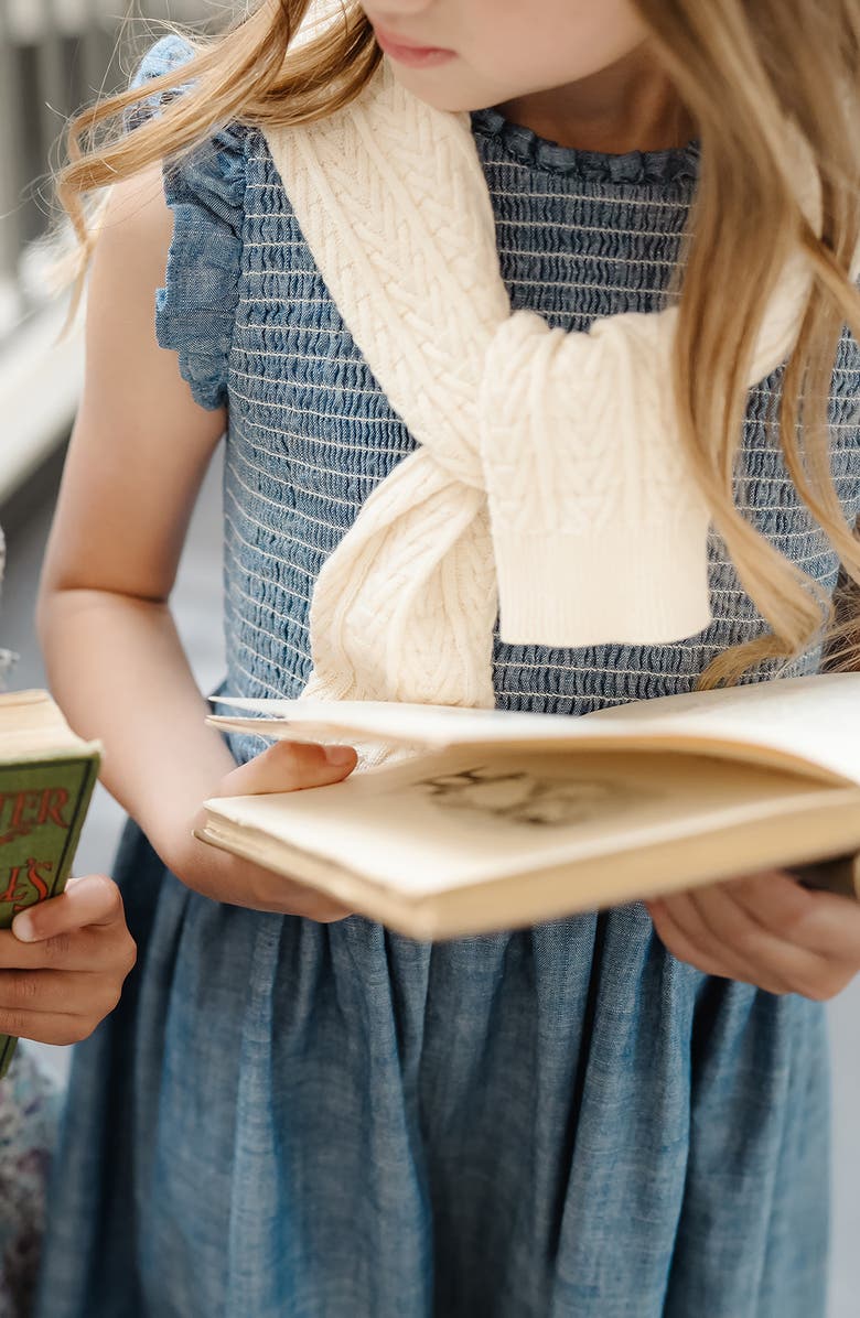 Hope & Henry Baby Girls' Organic Chevron Cable Cardigan, Infant, Main, color, Ivory Chevron Cable