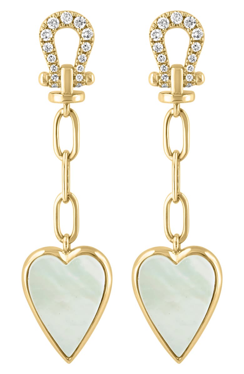 EFFY Mother-of-Pearl & Diamond Heart Drop Earrings, Alternate, color, 