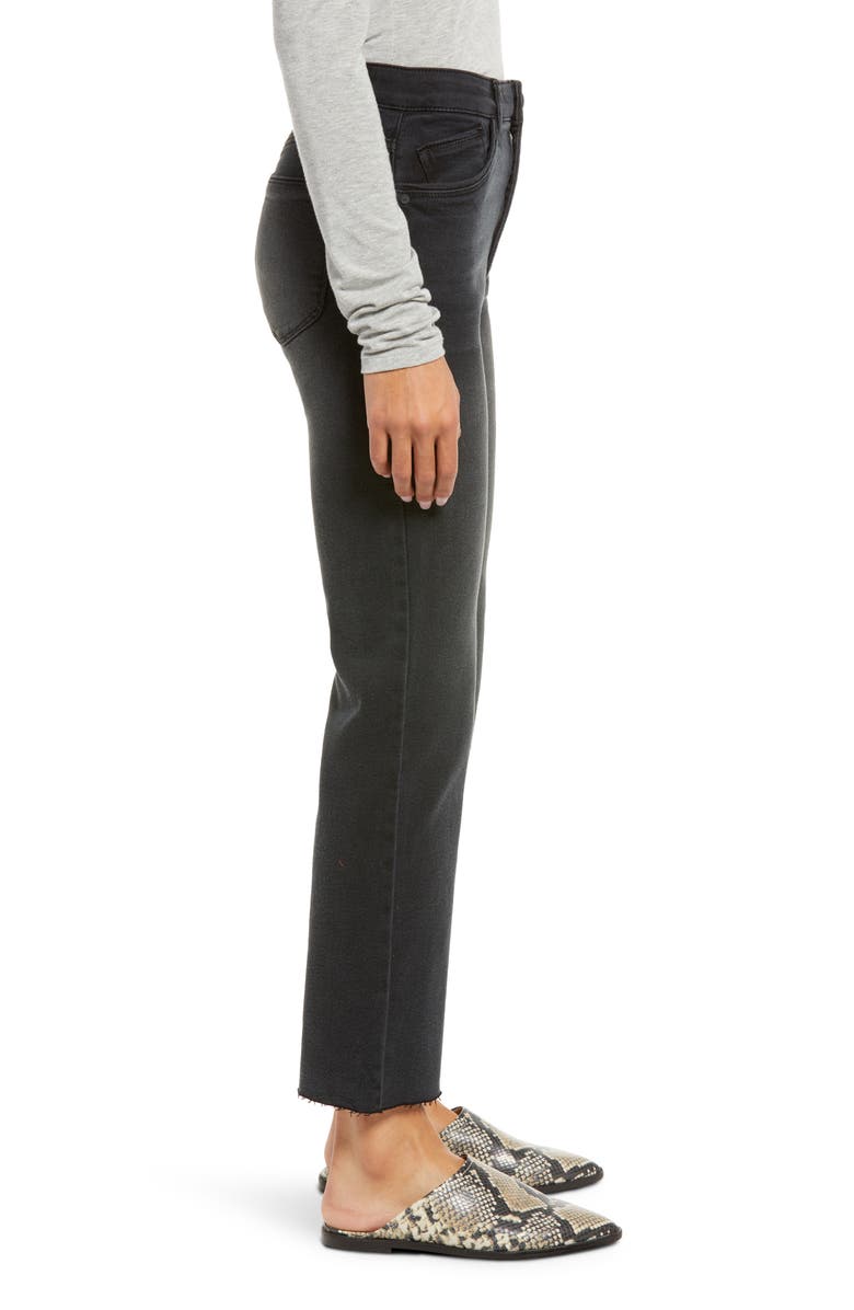 Wit & Wisdom Bennett 'Ab'Solution Skyrise Raw Hem High Waist Stretch Bootcut Jeans, Alternate, color, Washed Black