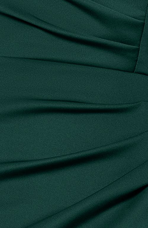 Xscape Evenings Ruffle Ruched Scuba Gown In Hunter