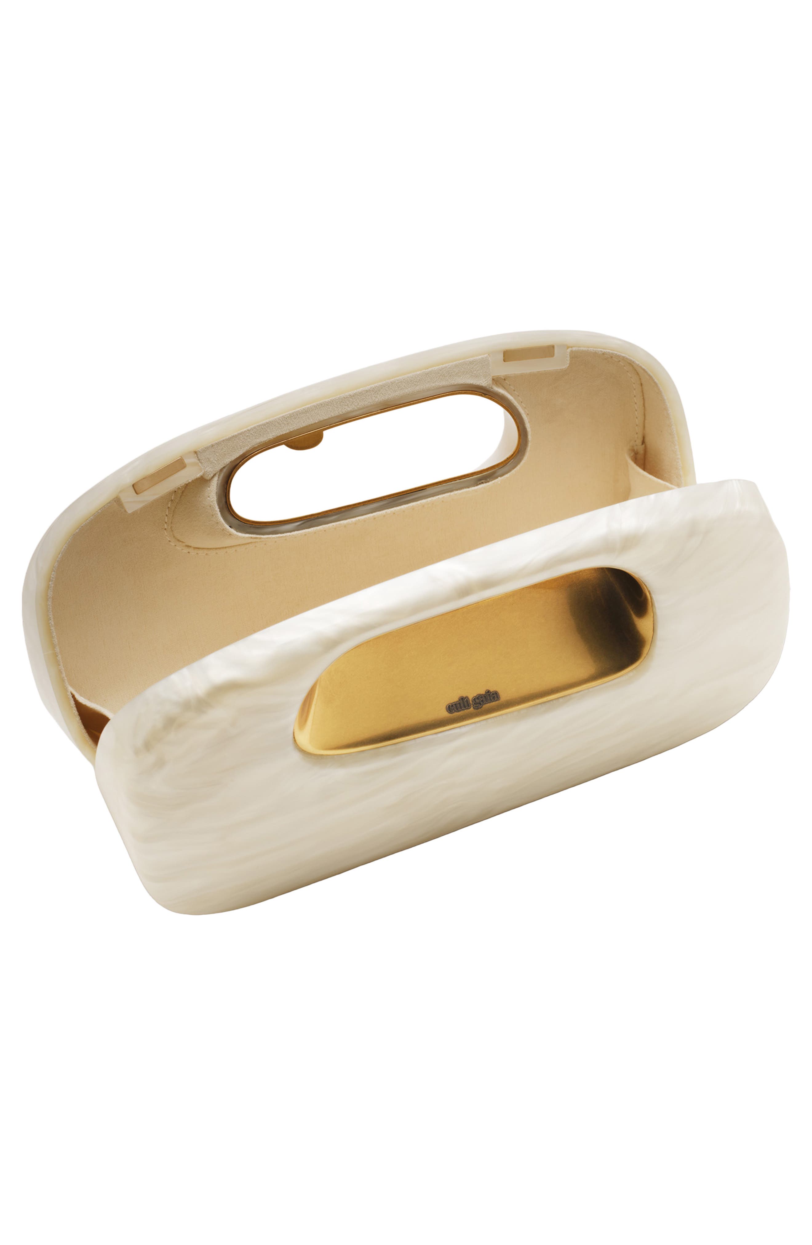 Amara Acrylic Clutch, Alternate, color, IVORY