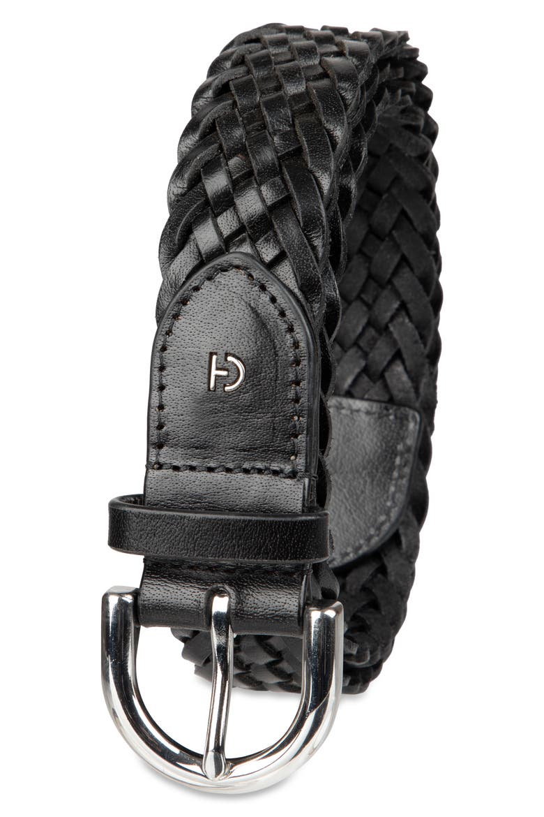 Braided Leather Belt, Alternate, color, BLACK