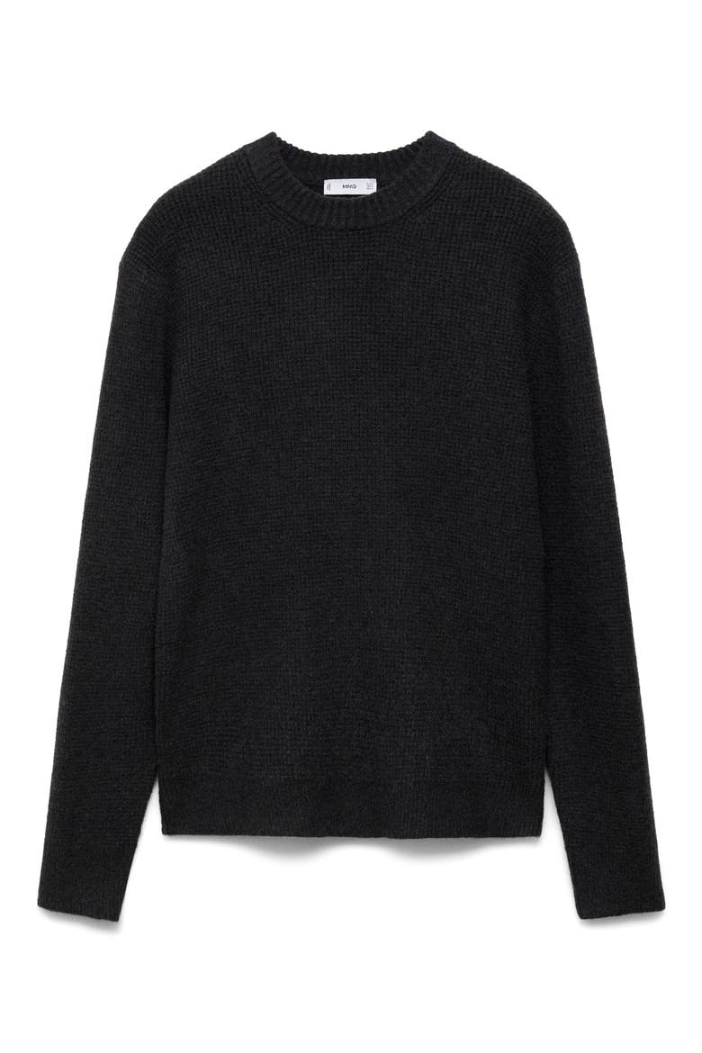 Waffle Texture Crewneck Sweater, Main, color, CHARCOAL