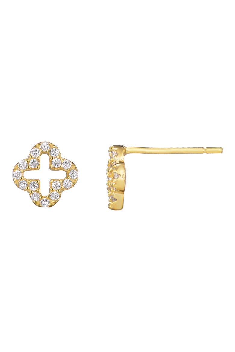 925 Sterling Silver Clover Stud Earrings, Alternate, color, GOLD