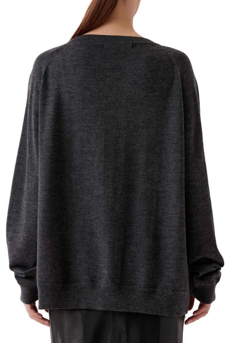 Mona Oversize Wool Blend Cardigan, Alternate, color, DARK GREY