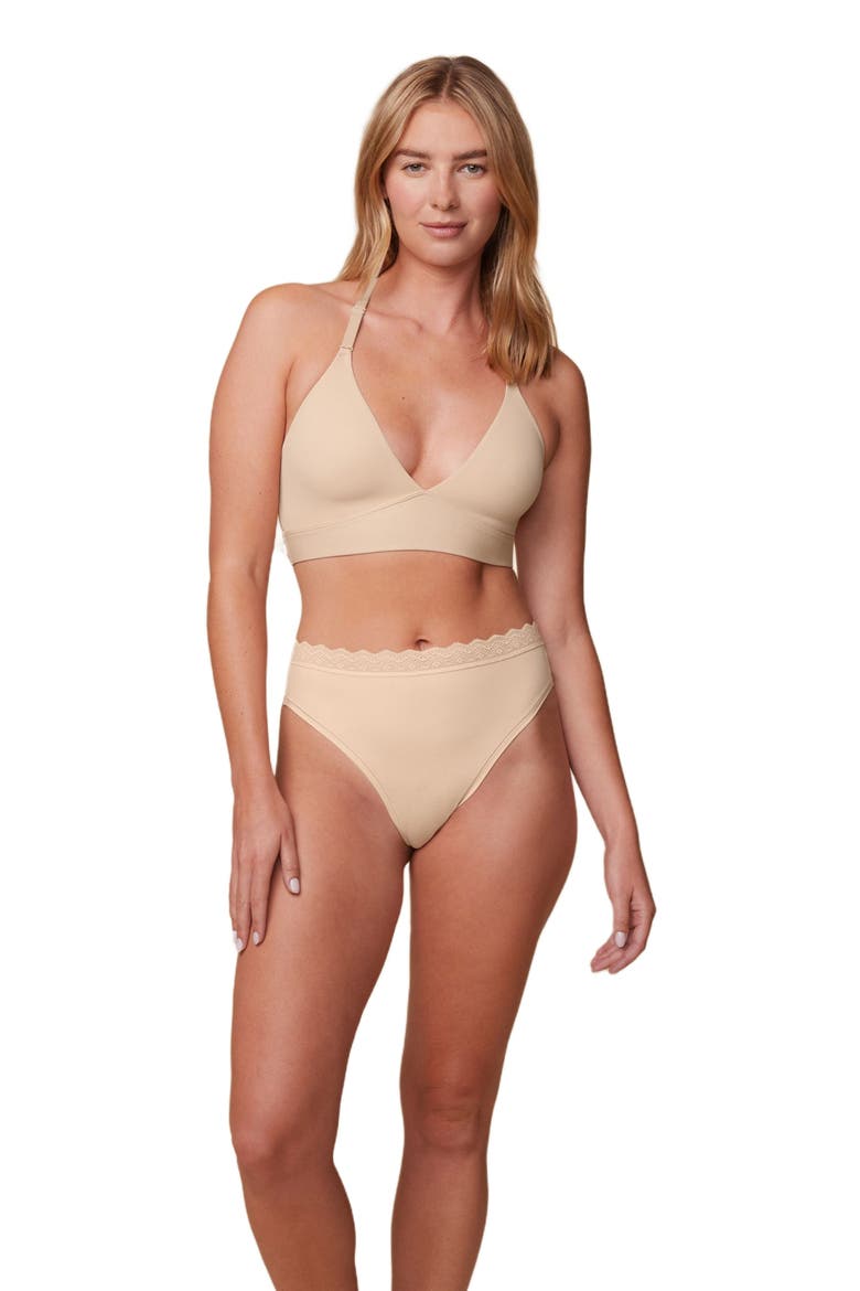 Bliss Lace Halterneck Bralette, Alternate, color, Beige