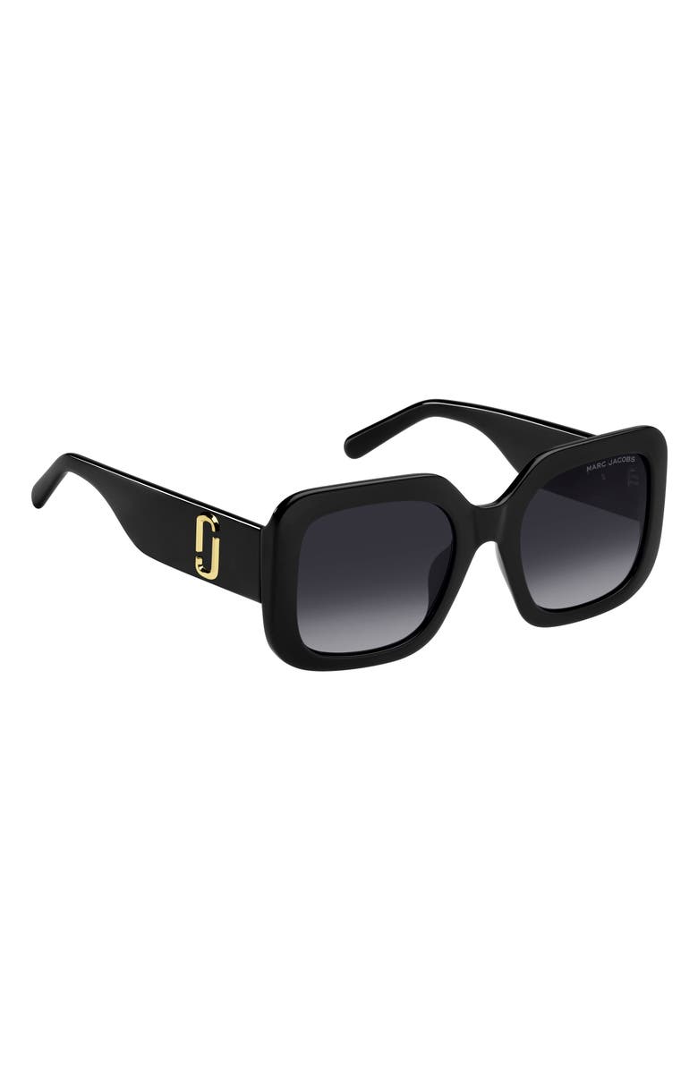 Marc Jacobs 53mm Gradient Polarized Square Sunglasses, Alternate, color, Black Grey/ Gray Polar
