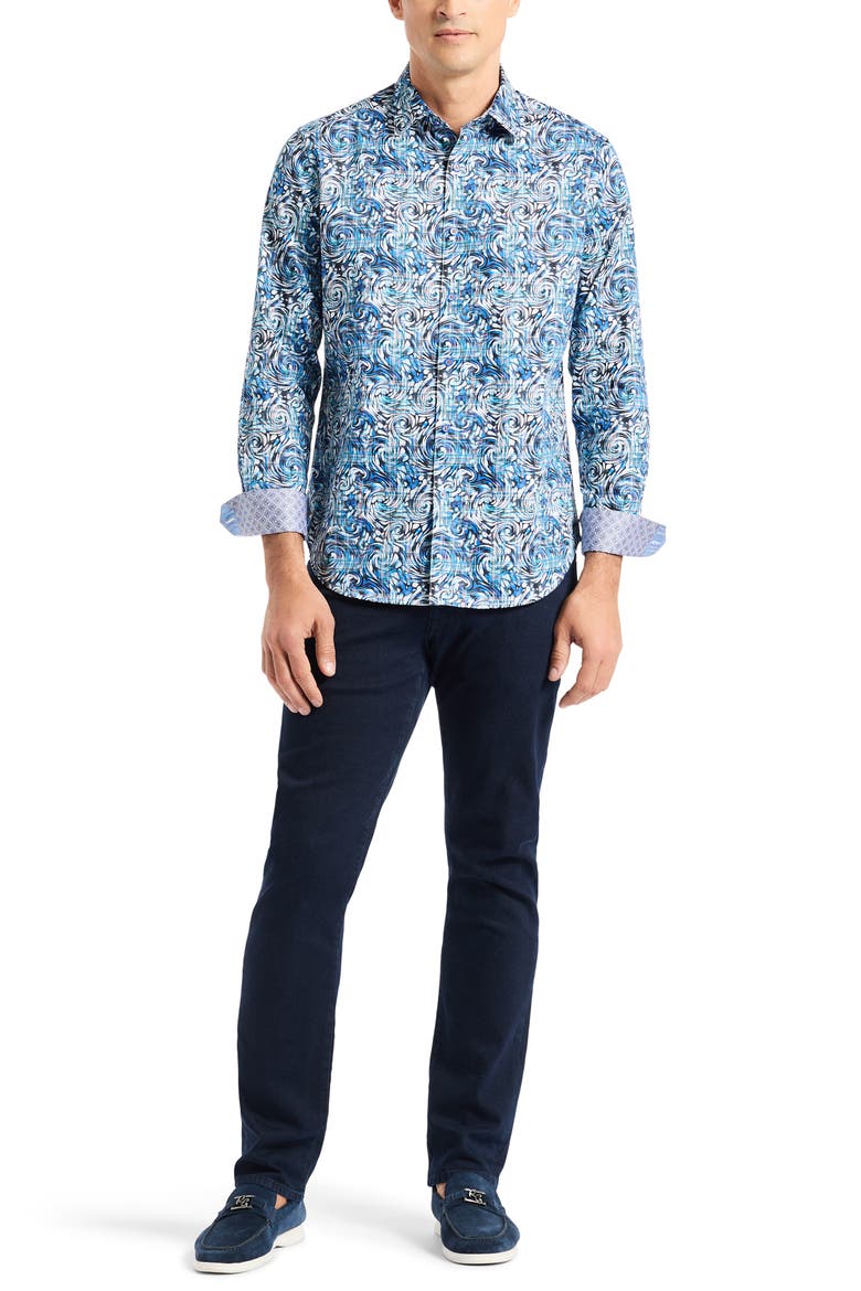 Zeth Long Sleeve Button-Up Shirt, Alternate, color, BLUE MULTI