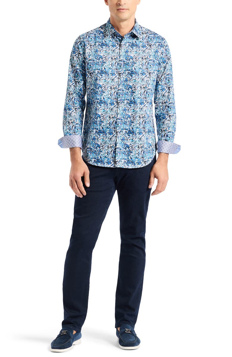 Robert Graham Zeth Long Sleeve Button-Up Shirt, Alternate, color, Blue Multi
