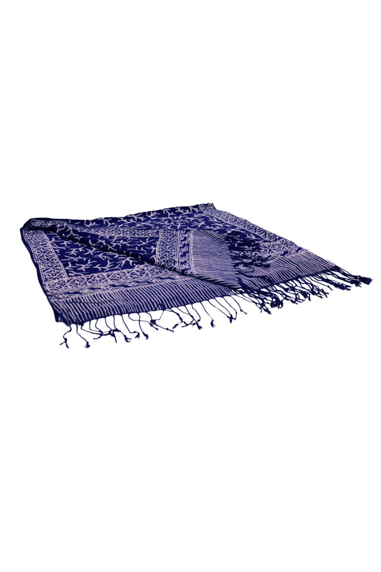 Handmade Batik Scarf, Alternate, color, Mark Blue