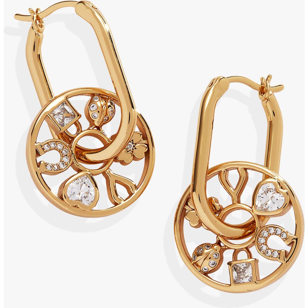 Alex And Ani Love Luck Wheel Hoop Earrings In Gold