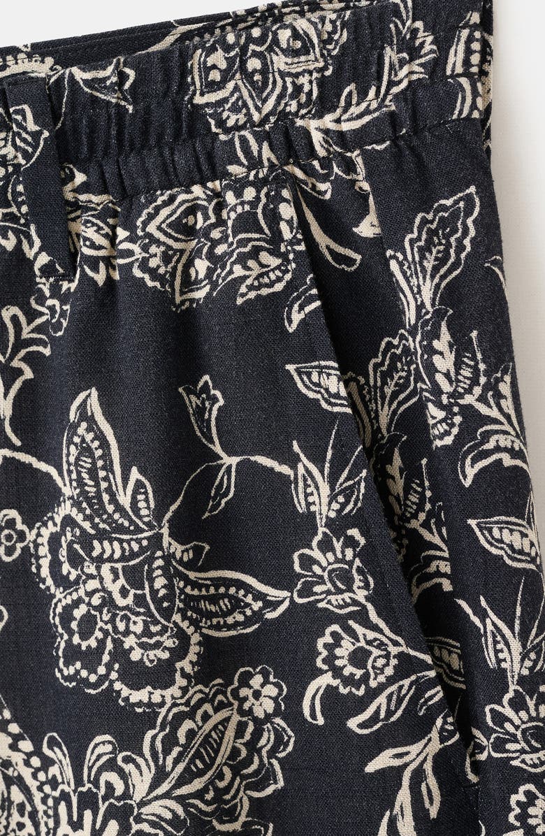 MANGO Slim Fit Print Bermuda Shorts, Alternate, color, Black