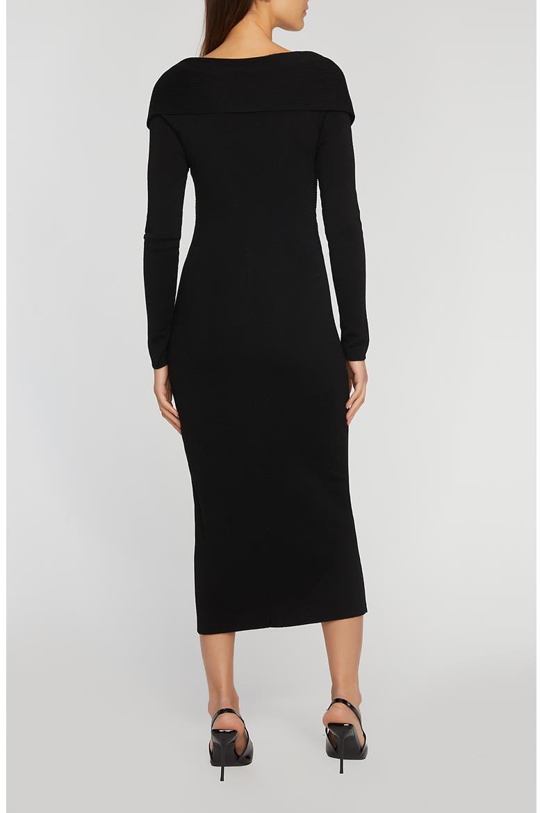 The Rowan Long Sleeve Merino Wool Midi Sweater Dress, Alternate, color, NOIR BLACK