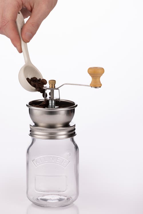 Kilner Coffee Grinder Set, Manual Grinder With Glass Storage Jar In Metallic