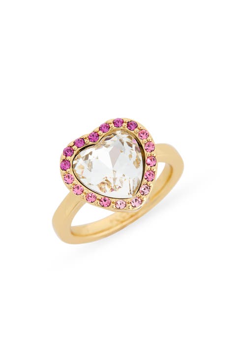 Crystal Heart Halo Cocktail Ring