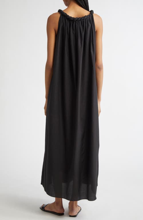 Loulou De Saison Kika Gathered Cotton & Silk Voile Maxi Dress In Black