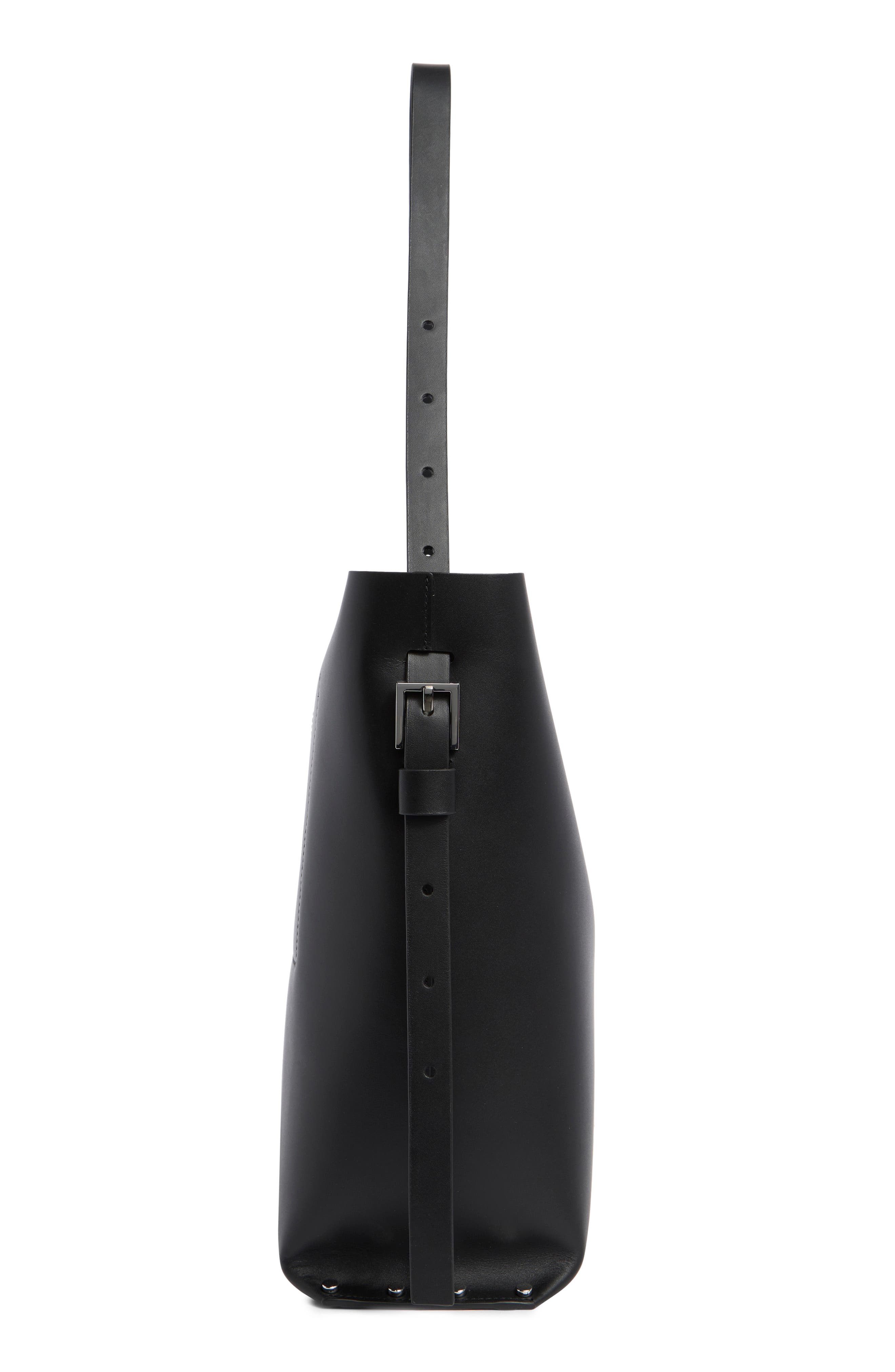 AllSaints Miro Leather Shoulder Bag, Alternate, color, Black