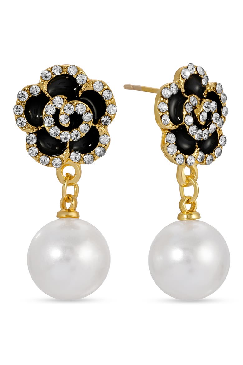 Liliana CZ & Imitation Pearl Drop Earrings, Main, color, GOLD