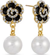 EYE CANDY LOS ANGELES Liliana CZ & Imitation Pearl Drop Earrings