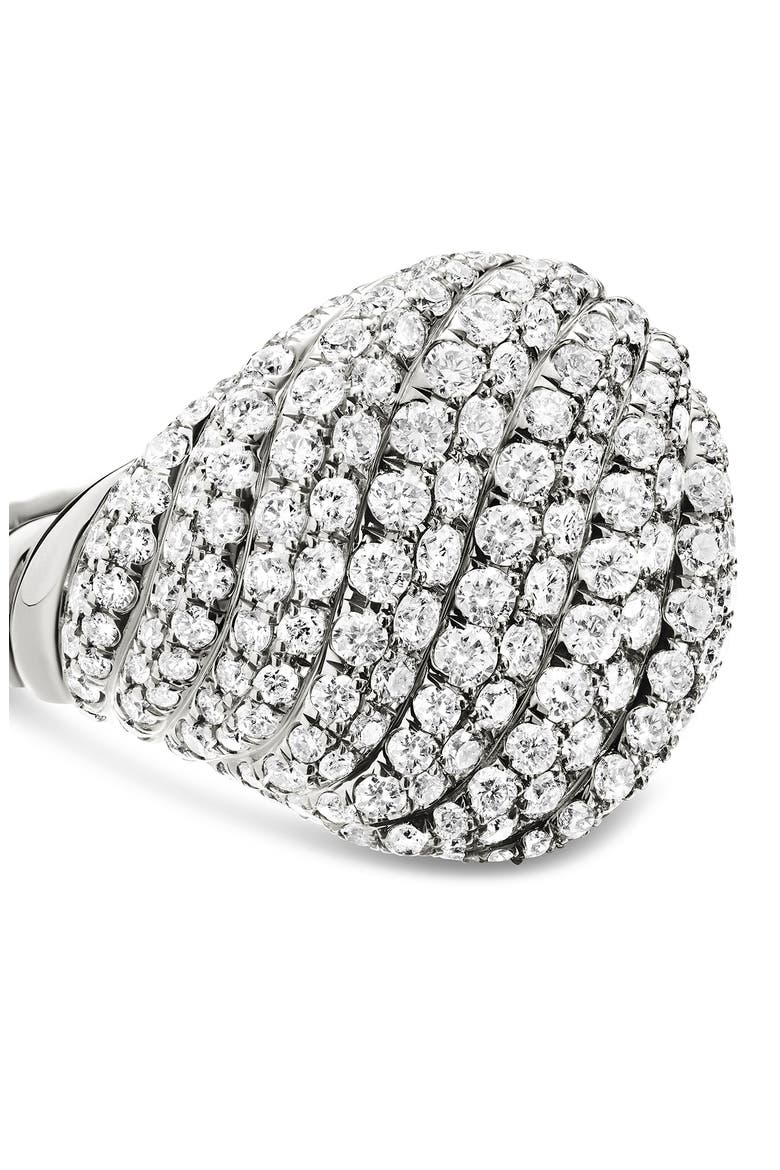 Sculpted Cable Pinky Ring in 18K White Gold with Pavé Diamonds, Alternate, color, 18K WHITE GOLD